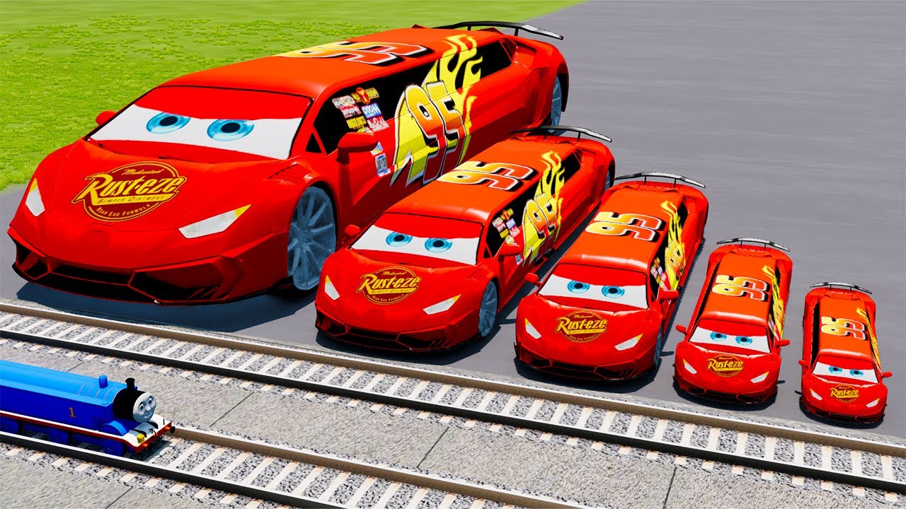 Big & Small Long Lamborghini McQueen VS Train Thomas | BeamNG.drive