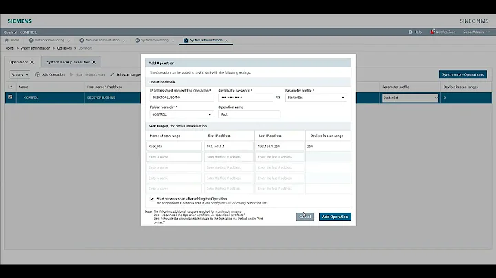 [SINEC NMS] Operation등록 & Network Scan