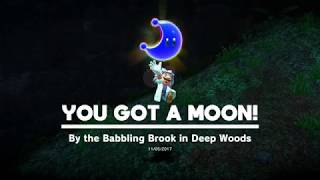 Guide showing how to obtain the by babbling brook in deep woods moon
mario odyssey