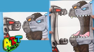 How to Draw a GODZILLA AND KONG VS MECHAGODZILLA SURPRISE FOLD