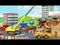 Wrecking ball crane  construction trucks for kids  hospital construction for children