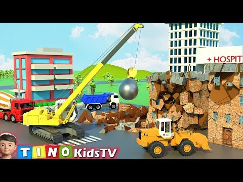 Wrecking Ball Crane & Construction Trucks for Kids | Hospital Construction for Children