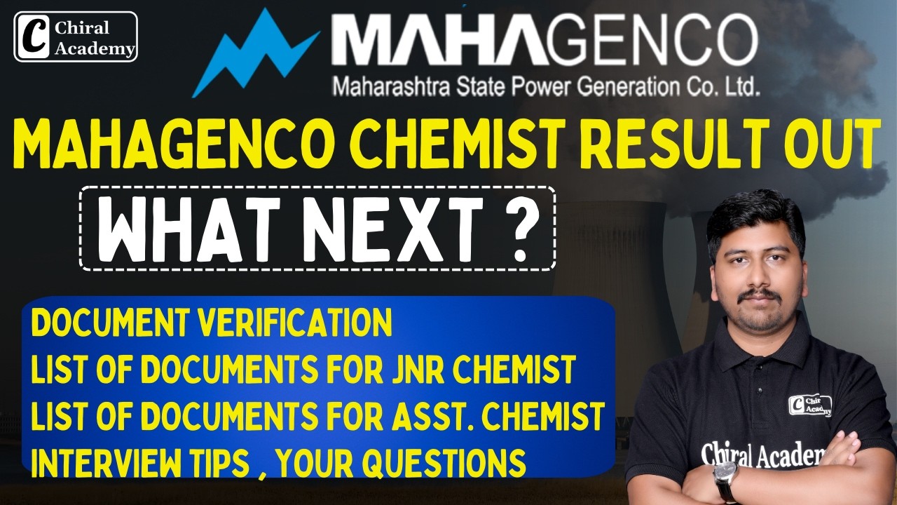 MAHAGENCO Chemist Result Out | Document verification | Personal Interview
