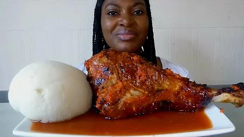 Asmr Mukbang turkey pepper soup with poundo yam fufu