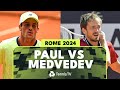 Tommy paul dethrones defending champ medvedev  rome 2024 highlights