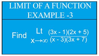 Limit Of  A Function Example - 3 / Real Numbers / Maths Algebra