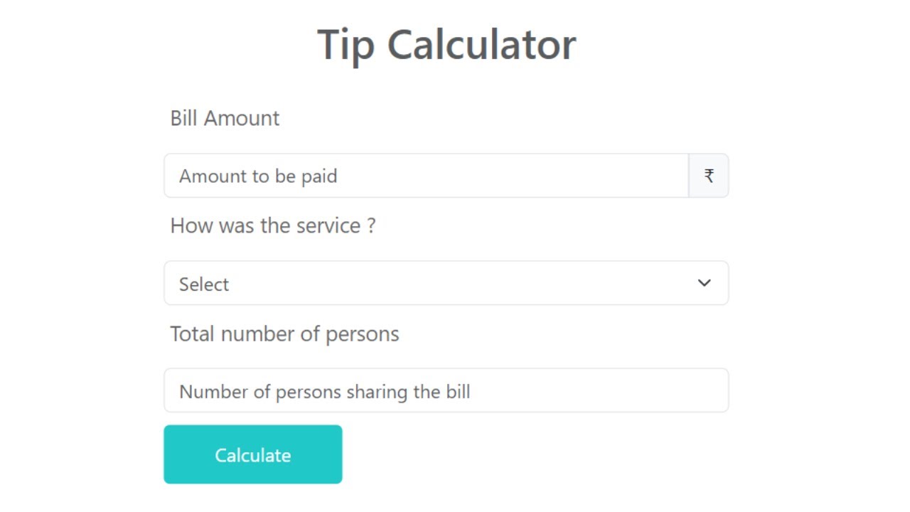 Tip Calculator Using HTML CSS And Javascript | Unstoppable Coding | # ...