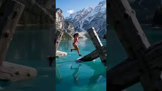 ICE COLD SPLASH?! 😱 She Conquered the Ultimate Floating Mountain Log Course!