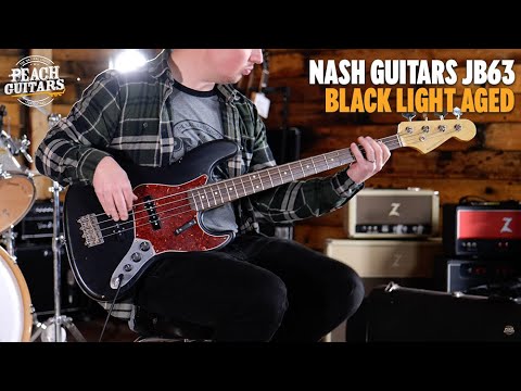 ベース Nash Guitars JB-63/Black/Alder/AM-766 Nash PB63 Bass Guitar, Black, Tortoise Shell, Light Aging