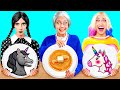 Wednesday vs おばあちゃんの料理チャレンジ | 面白いフードハック Fun Teen