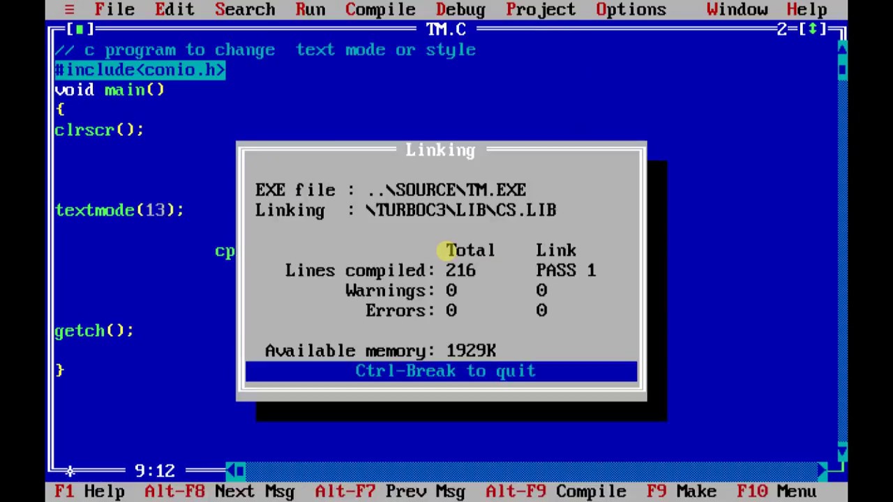 c program to change  text mode-Daily codes