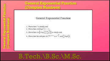 General Exponential Function | Complex Numbers | Hindi