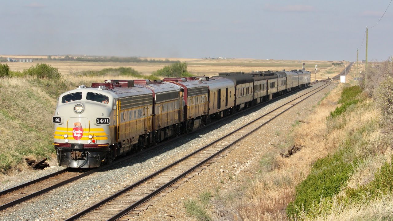 ROYAL CANADIAN PACIFIC!!!! CP 1401 West at Strangmuir, Alberta, on the CP Brooks Subdivision