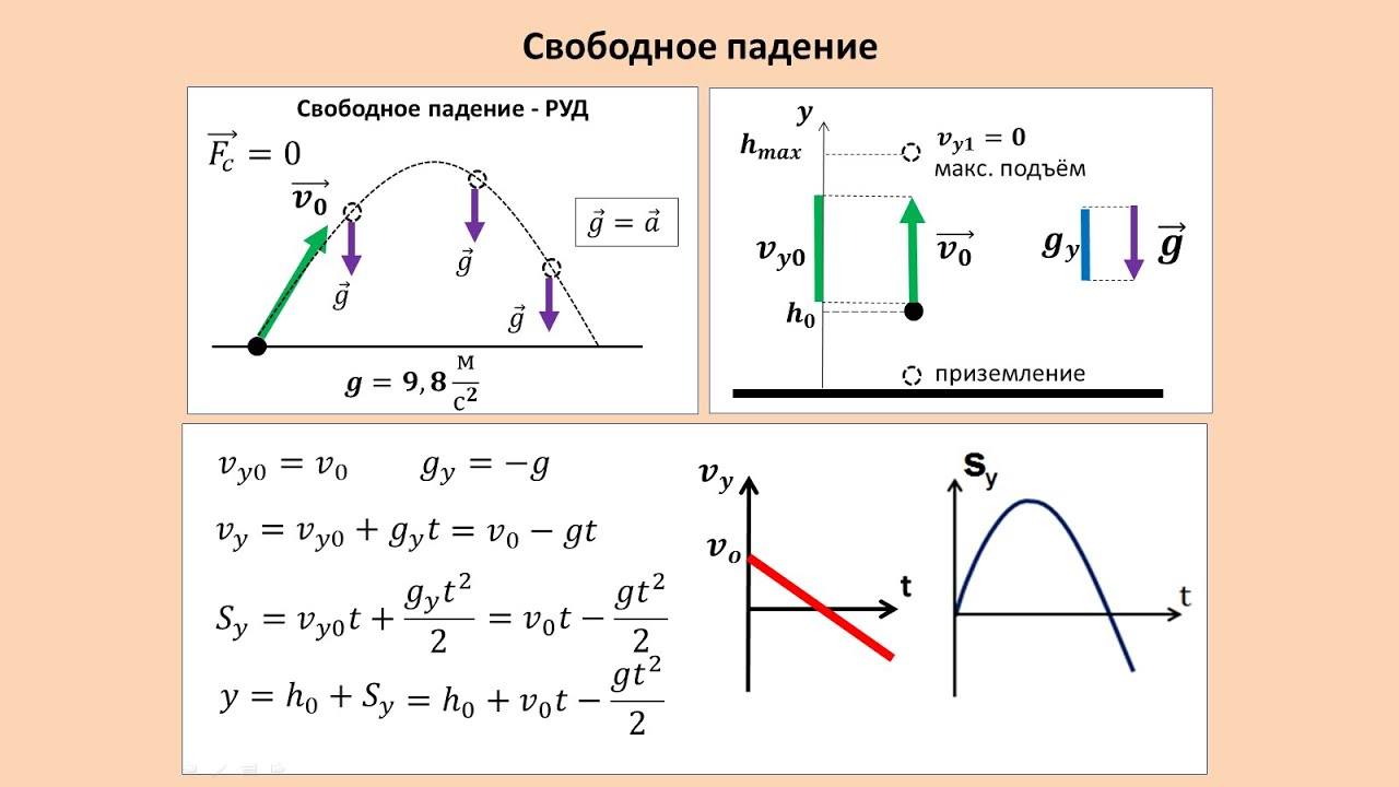 По какой формуле можно определить проекцию ускорения. Свободное падение физика. Графики свободного падения. Проекция свободного падения. Проекция ускорения свободного падения.