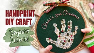 Christmas Embroidered Handprint Craft | Holiday Embroidery Tutorial