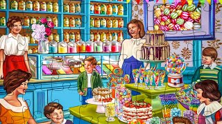 Kids at the Candy Land Store Retro Jigsaw Puzzle Universe App #relaxing #video #vintage screenshot 1
