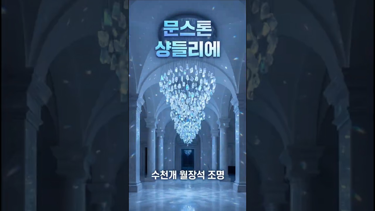 문스톤 크리스탈 샹들리에 🌙 수천개 월장석이 빛나는 현관 | Moonstone Crystal Chandelier