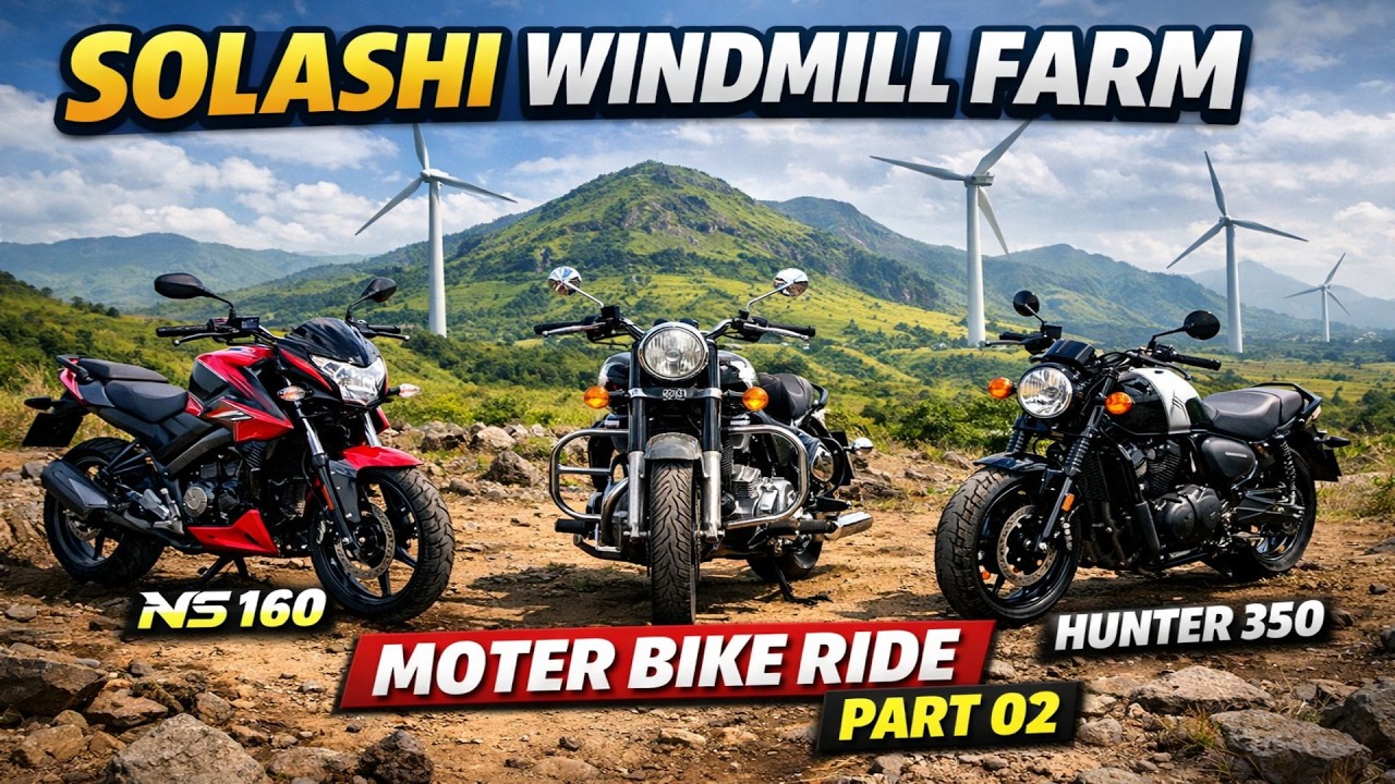 Solashi Windmill Farm Bike Ride Part 02 | Off-Road Adventure on NS160, Bullet 350 & Hunter 350