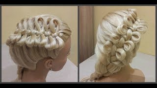 Причёска бантики из волос?Hairdress bows of hair?коса из бантиков.braid from the bows.