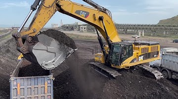 Caterpillar 385C Excavator Loading Coal On Trucks - Sotiriadis/Labrianidis Mining Works