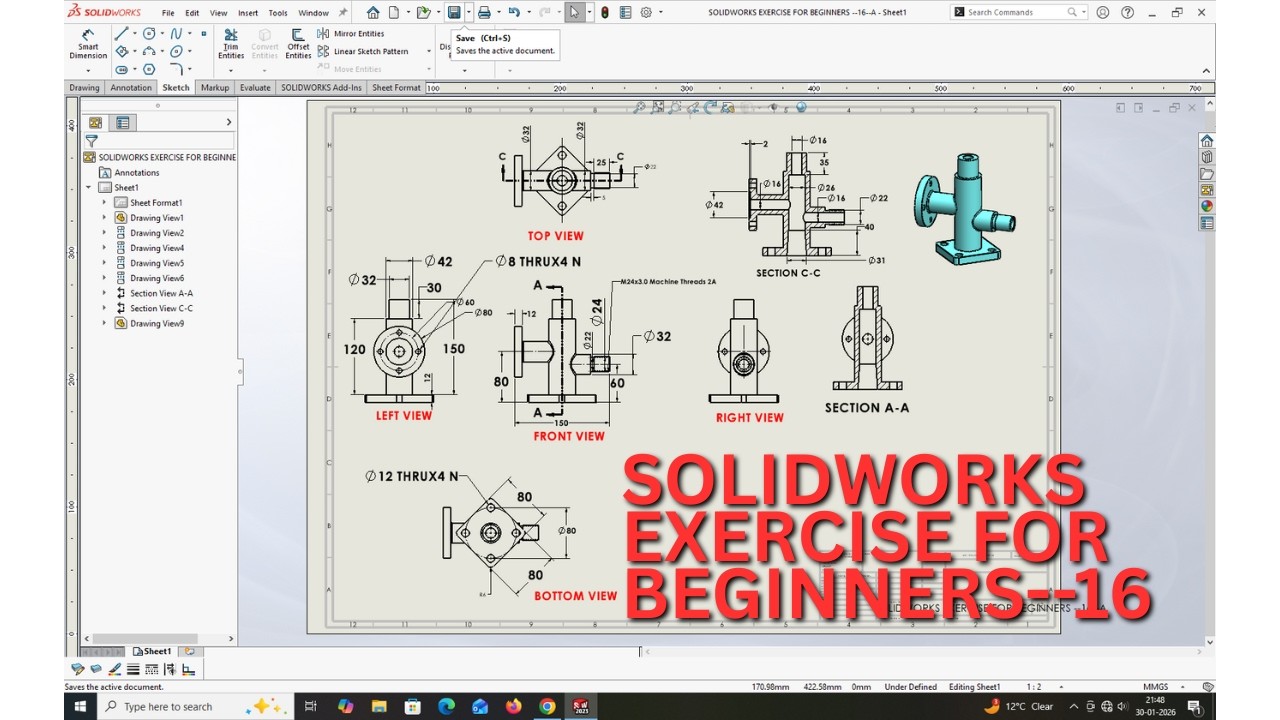 SOLIDWORKS EXERCISE FOR BEGINNERS -- 16.