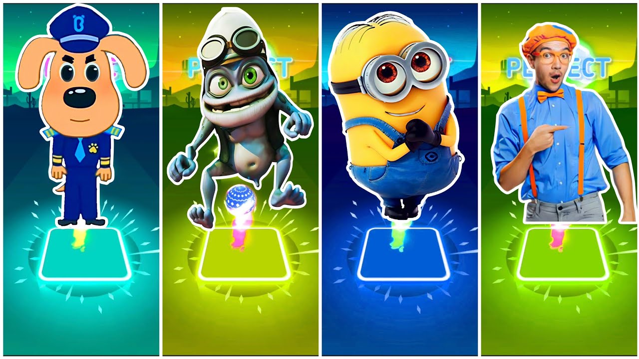 Sheriff Labrador Vs Crazy Frog Vs Minions Vs Blippi - Tiles Hop EDM Rush🎶