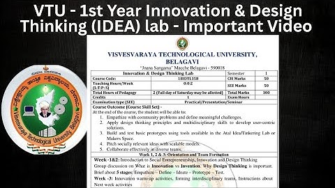 VTU- 1st Year Innovation and Design Thinking Lab (IDEA) LAB - IMPORTANT VIDEO 