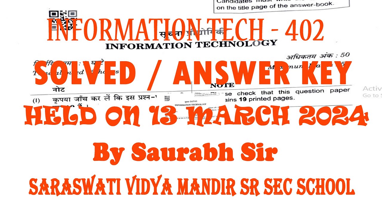 class 10 information techn 402 answer key 2024 | info tech answer key ...