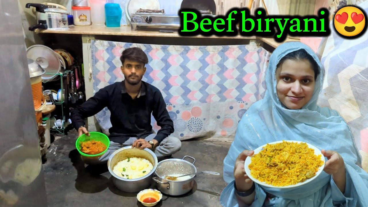 Begum ne banai beef biryani 😍 full spicy || Adnan and misbah 