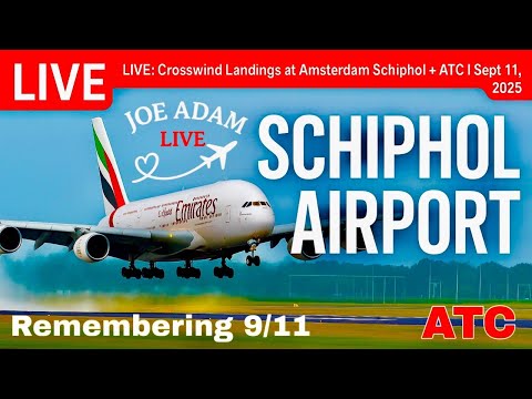 🔴 LIVE: Thunderstorm Crosswind Landings at Amsterdam Schiphol + ATC | Sept 11, 2025