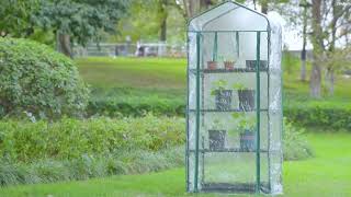 Ohuhu Mini Greenhouse for Outdoors Indoor Small Green House with 4 Tier Shelves