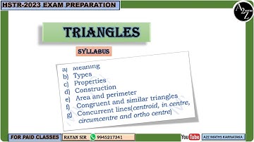 HSTR-2023 TRIANGLES CLASS-01 | RAYAN SIR