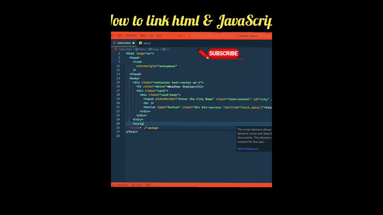 How to link JavaScript & html file[weather station] #coding # ...