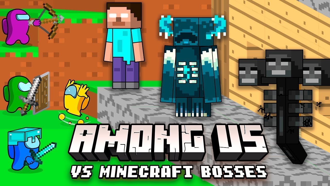 AMONG US vs MINECRAFT BOSSES | Warden, Herobrine, Wither (Funny Animation Compilation)