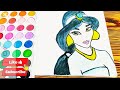 How to draw princess jasmine easy step by step for kid's