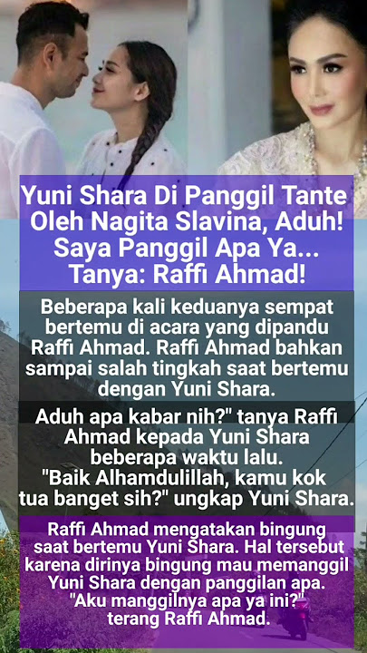 Yuni Shara Di Panggil Tante Oleh Nagita Slavina, Aduh! Saya Panggil Apa Ya... Tanya Raffi Ahmad!