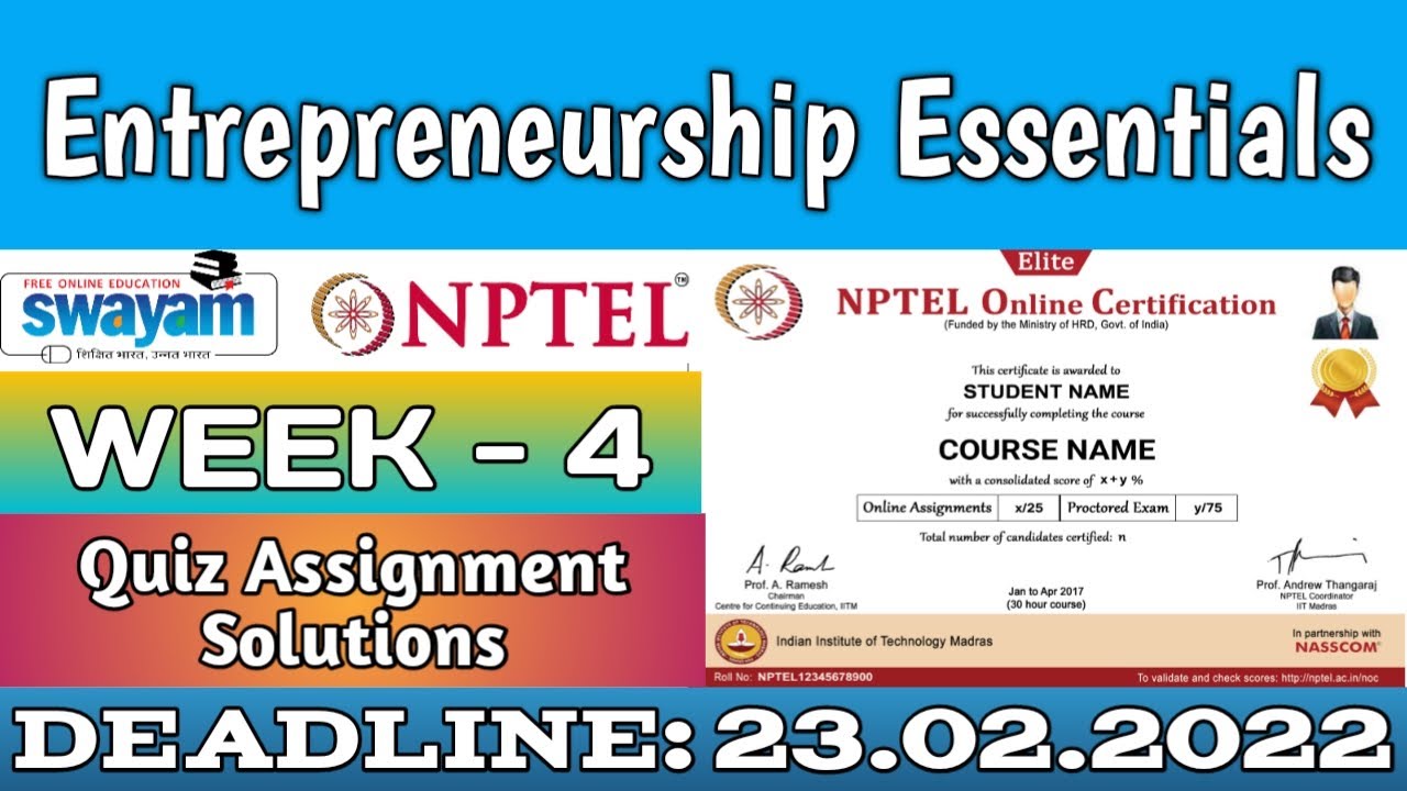 nptel entrepreneurship assignment 2020