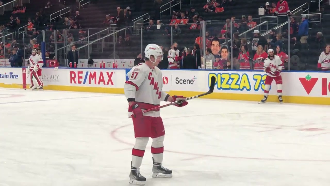 Carolina Hurricanes warm up at Rogers place Oct 20, 2022