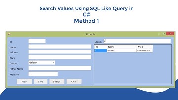 Search Values Using SQL Like Query In C# - Method 1