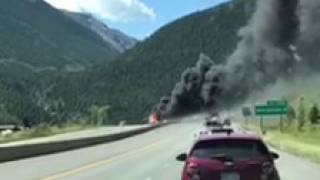 RAW: Semi truck on fire, in east bound 1-70