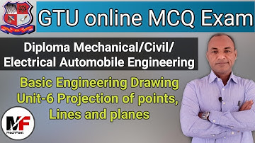 GTU Online MCQ Exam| Engineering Drawing| Unit-6 Projection of points, Lines and Planes| MCQs