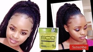 How to style natural hair using eco styler gel/marley braid/4c hair/step by step/Kristen Rick.