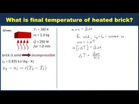 Example: Calculating the change in temperature of a brick