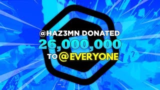 HAZEM IS OUT OF CONTROL! He Donated 26 MILLION ROBUX To This PLS DONATE Server..