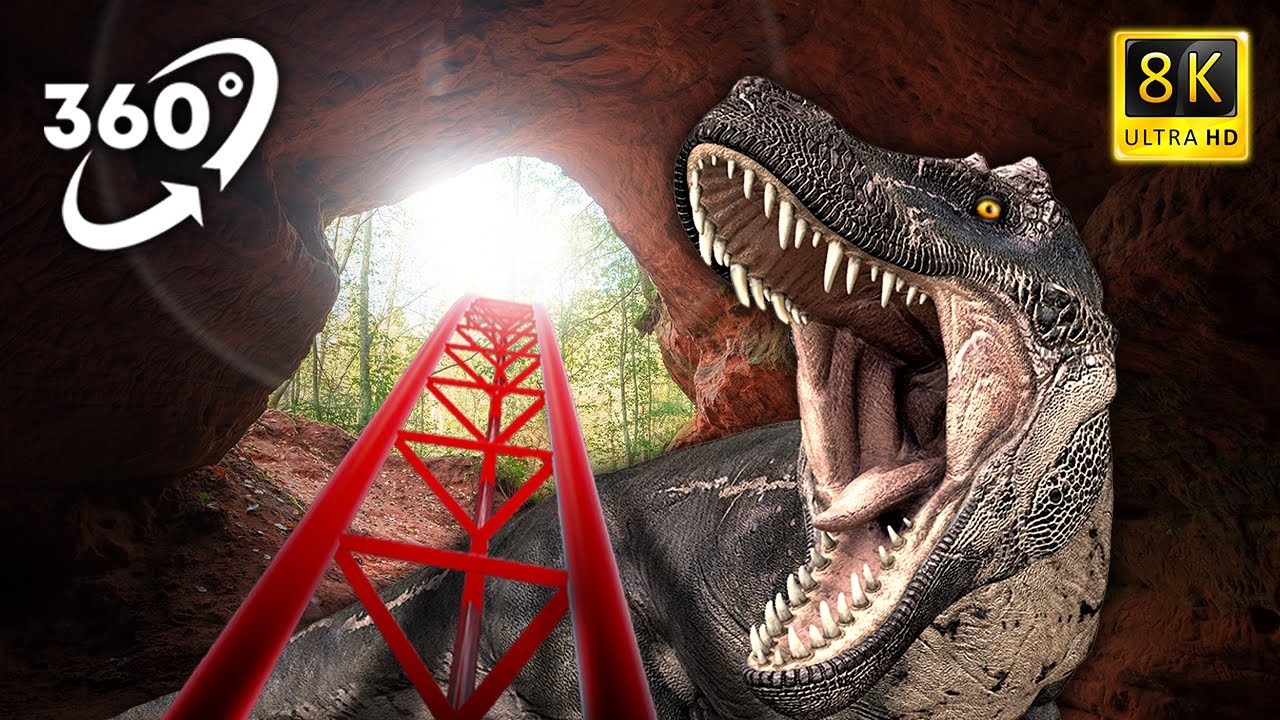VR 360 VIDEO Jurassic Dinosaurs Roller Coaster Ride in Virtual