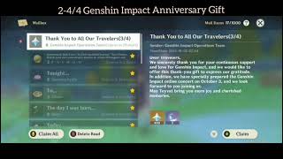 Genshin Impact Anniversary Gift to All traveler (2-4/4)