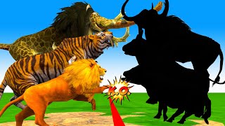 10 Zombie Lion Tigers vs Cow Cartoon Rescue Saved By Woolly Mammoth Elephant Giant Animal Fights