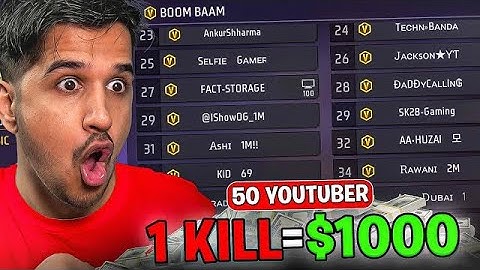 AMITBHAI VS ALL YOUTUBER 1 KILL = 1000 RS1000 Rs Per Kill Challenge With 50 Youtubers 🤑