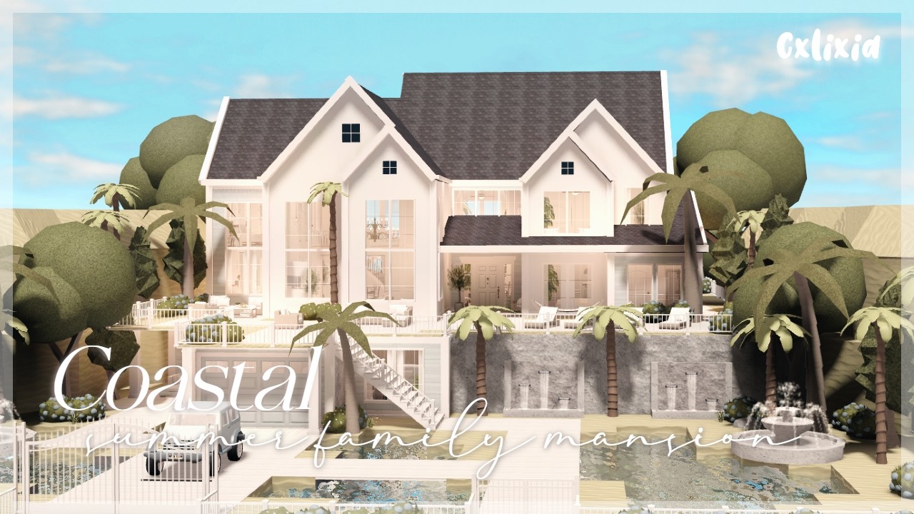 Bloxburg: Coastal Summer Family Mansion Home (Exterior) | Roblox House Build | Speedbuild