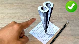 Easy 3D Drawing 🔥 How to Create the Letter S with a Depth Effect